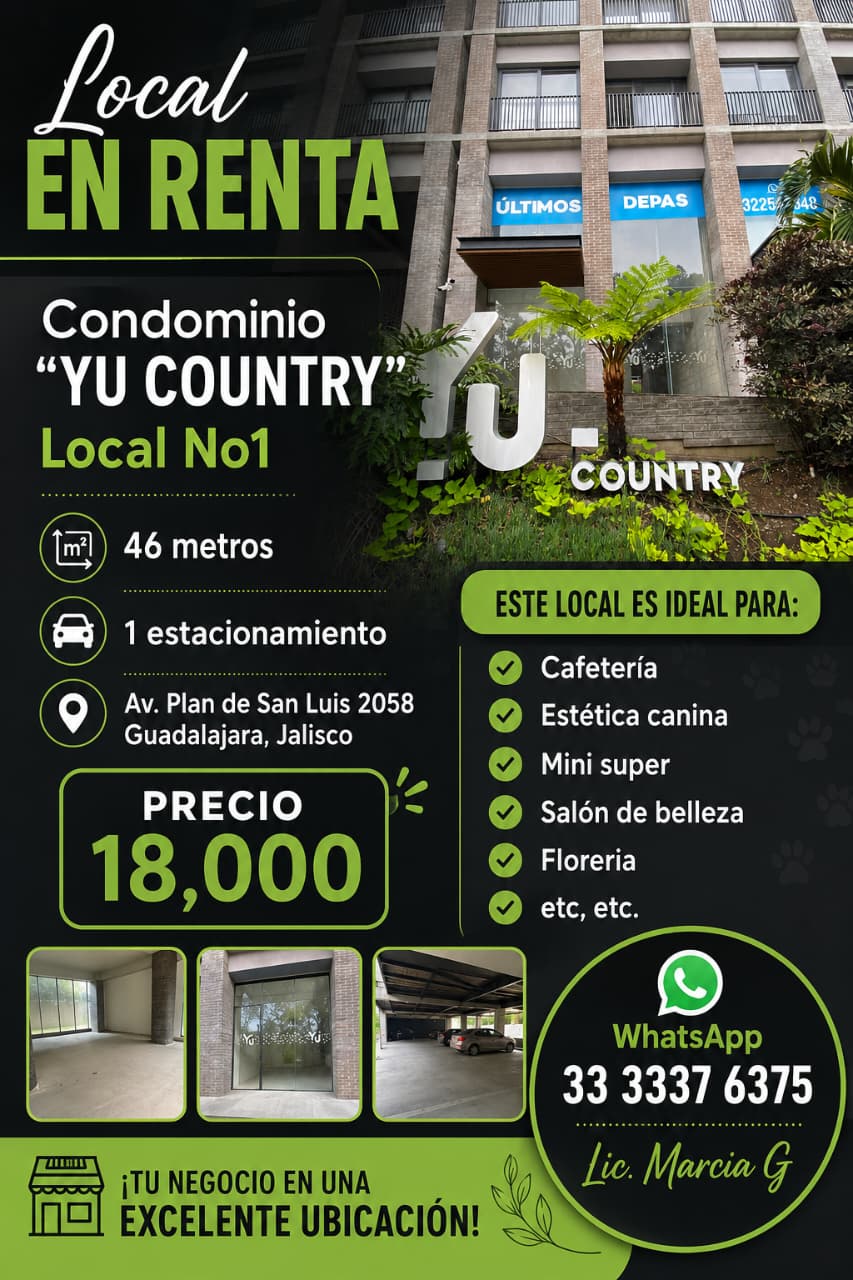 LOCAL EN RENTA EN CONDOMINIO YU COUNTRY