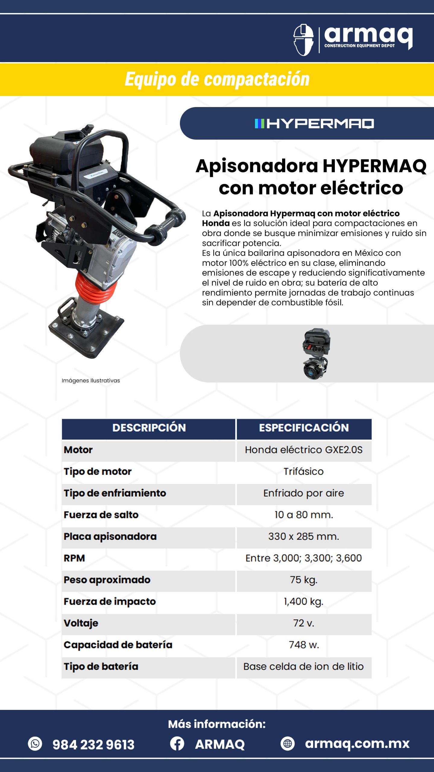 Apisonadora HYPERMAQ con motor eléctrico