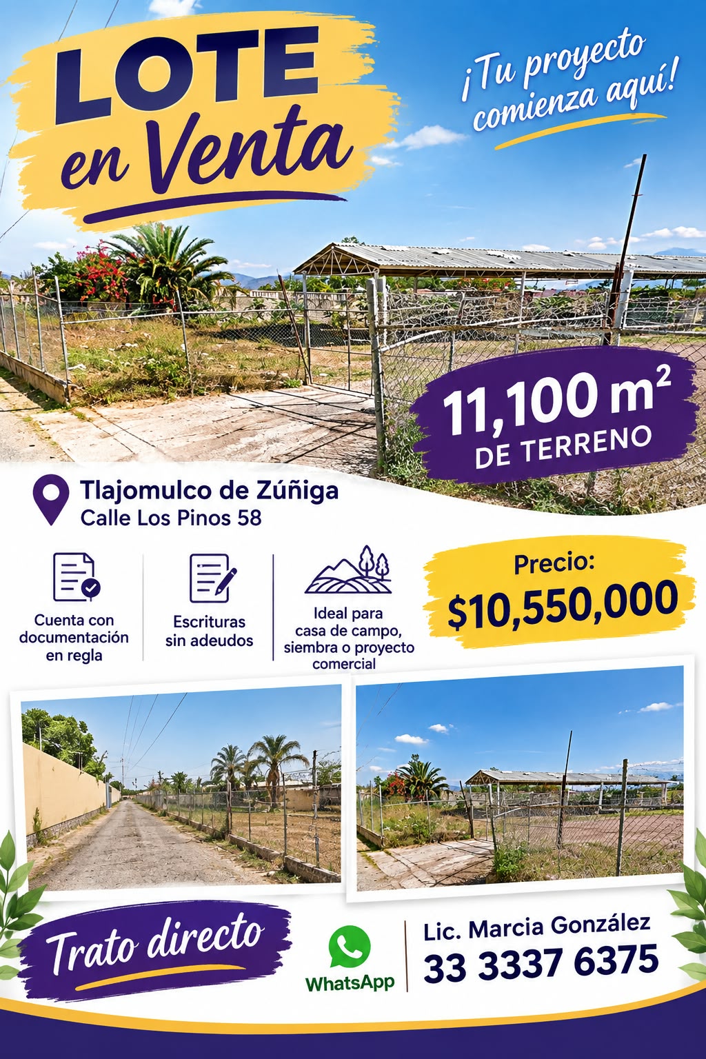 ¡LOTE EN VENTA – GRAN OPORTUNIDAD DE INVERSIÓN!